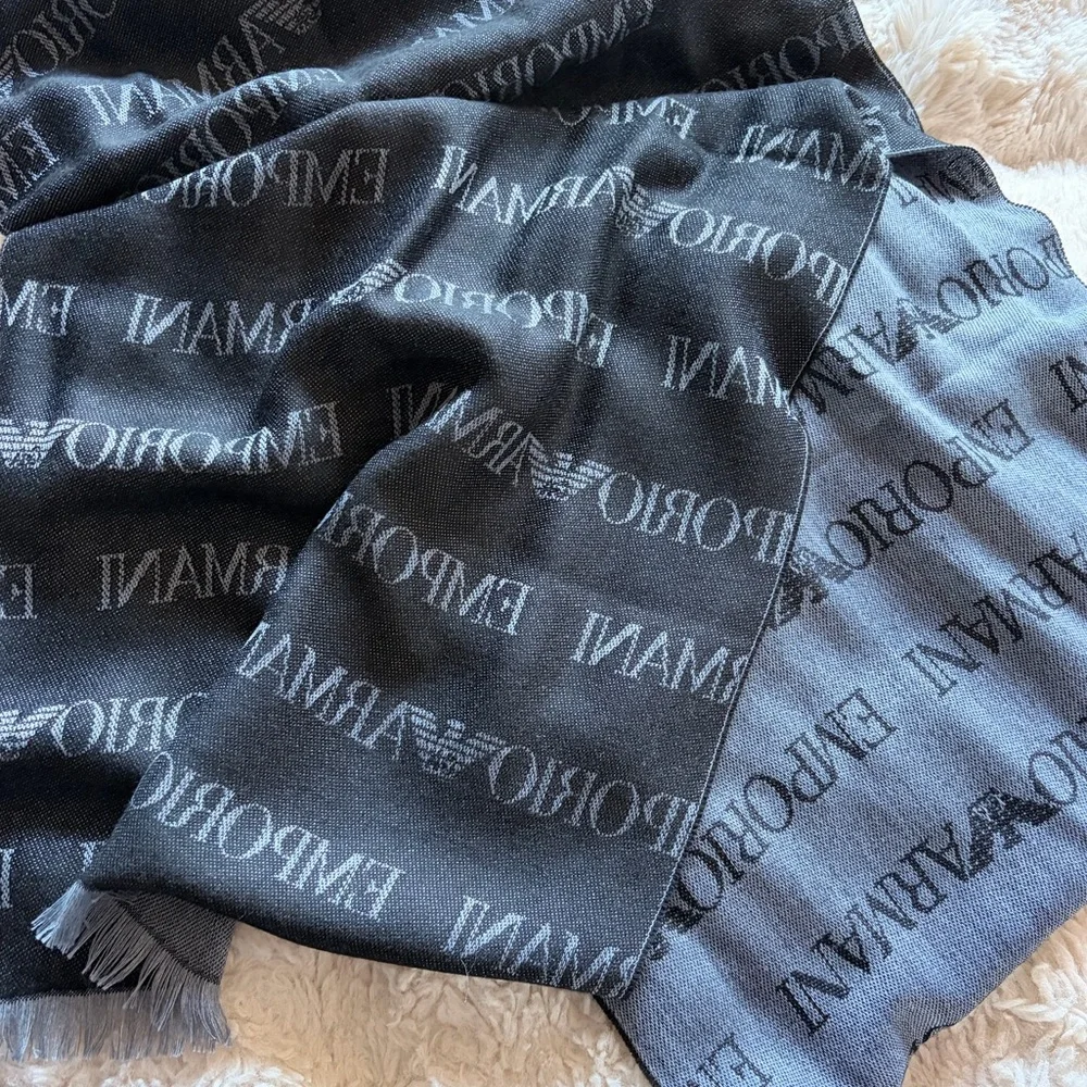 Emporio Armani Gray Logo Scarf